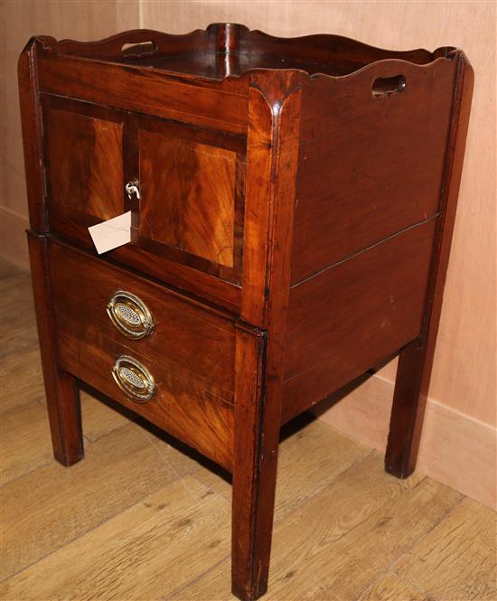 A George III mahogany tray top commode, W.1ft 7in. D.1ft 5in. H.2ft 7in.